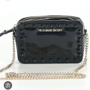 Victoria's Secret Black Patent Crossbody with Gold Chain